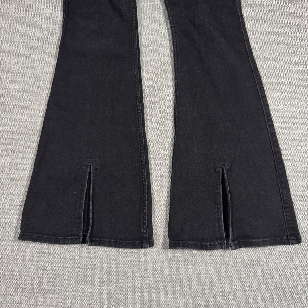 Hollister High Rise Flare Jeans Black Slit Hem Stretch Denim‎ W27 L29 - Picture 3 of 10